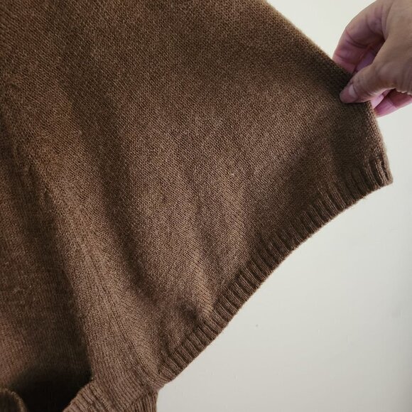 Classiques Entier Brown Alpaca Blend Button Front Poncho Cardigan Sweater Size S - Picture 4 of 7